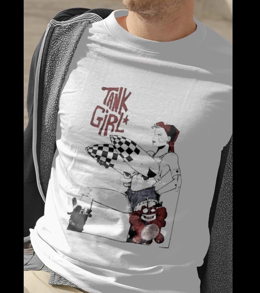 Tank Girl Checkered Missiles Red Text With Plush Toy T-Shirt