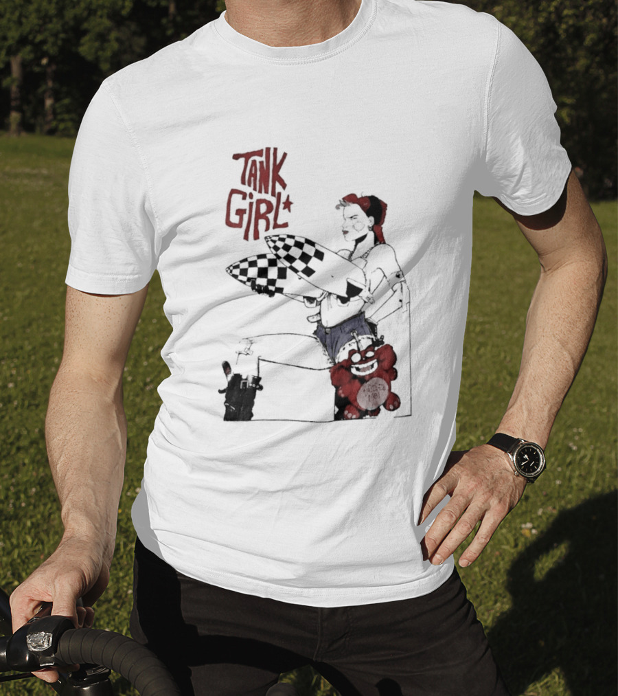 Tank Girl Checkered Missiles Red Text With Plush Toy T-Shirt