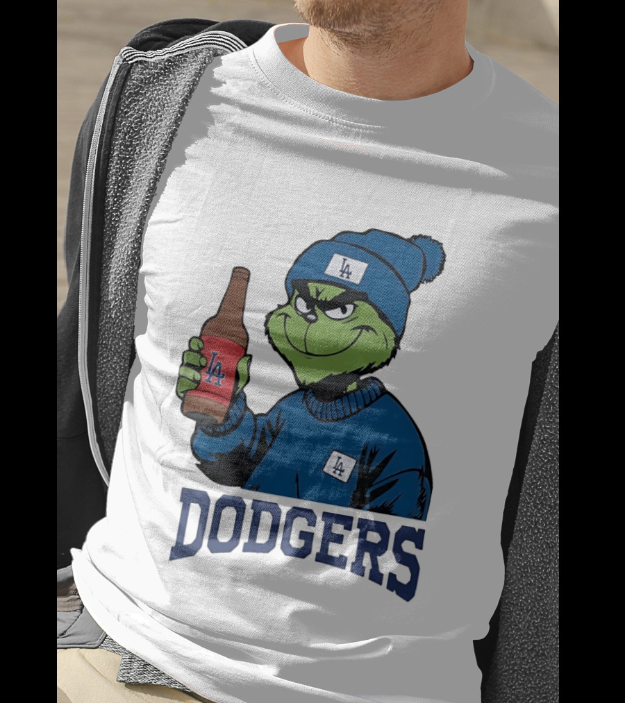 Los Angeles Dodgers MLB Christmas Grinch Beanie And Sweater T-Shirt