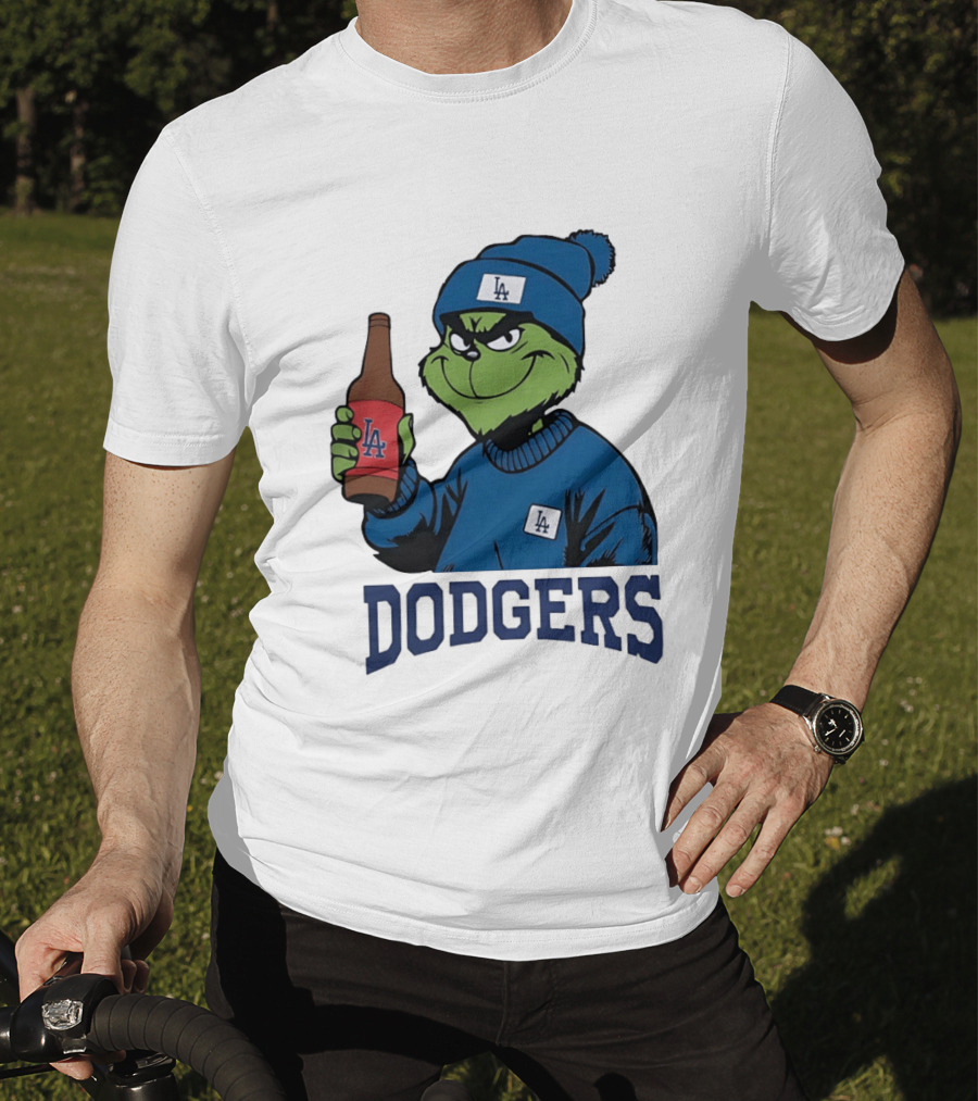 Los Angeles Dodgers MLB Christmas Grinch Beanie And Sweater T-Shirt