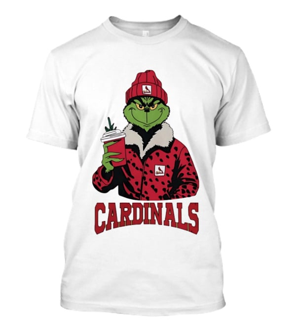 The Grinch In St Louis Cardinals Jacket With Coffee Christmas T-Shirt