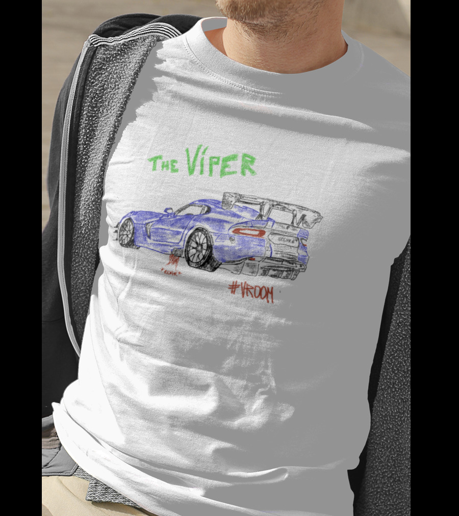 The Viper Dodge Viper Car Vroom Racing Sketch T-Shirt