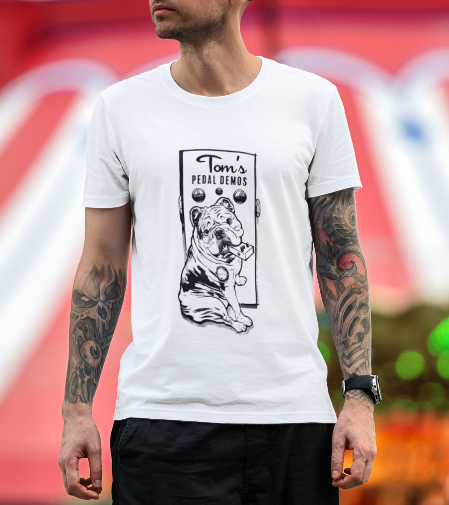 Tom's Pedal Demos Bulldog Guitar Effects Pedal Vintage Sketch T-Shirt