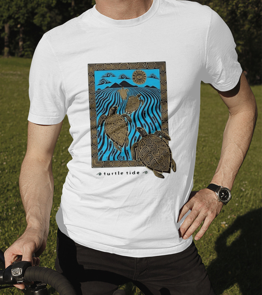 Turtle Tide Ocean Sea Life Coastal Nautical Waves And Sun T-Shirt