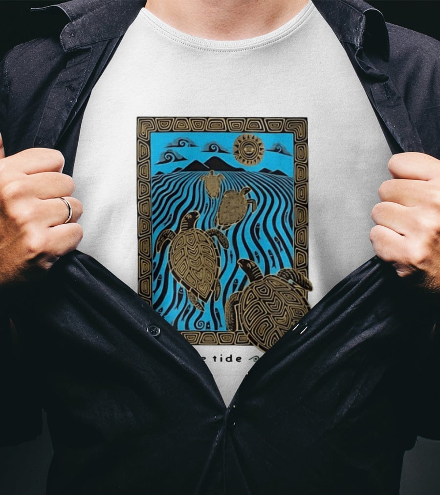 Turtle Tide Ocean Sea Life Coastal Nautical Waves And Sun T-Shirt