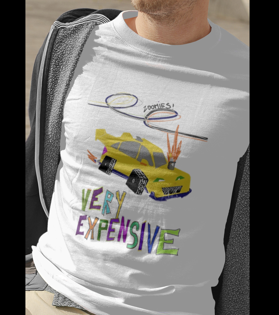 Zoomies Funky Automotive Very Expensive Car Flames Colorful T-Shirt