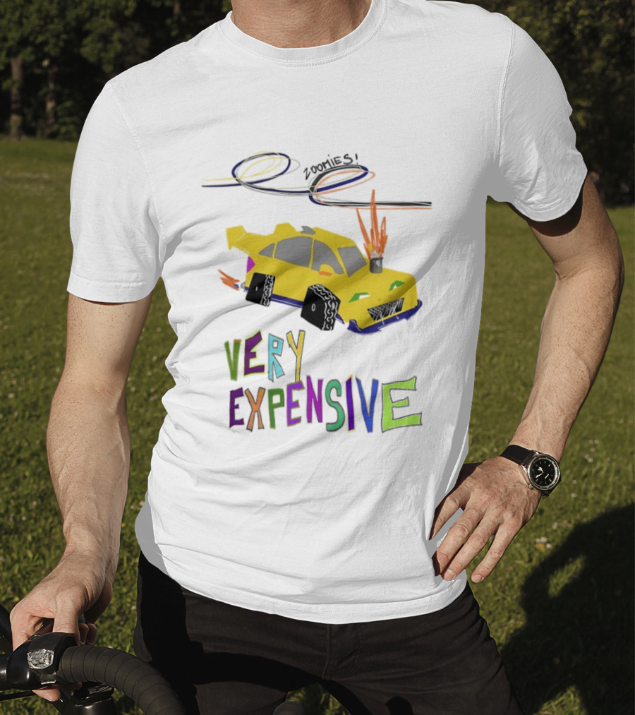 Zoomies Funky Automotive Very Expensive Car Flames Colorful T-Shirt