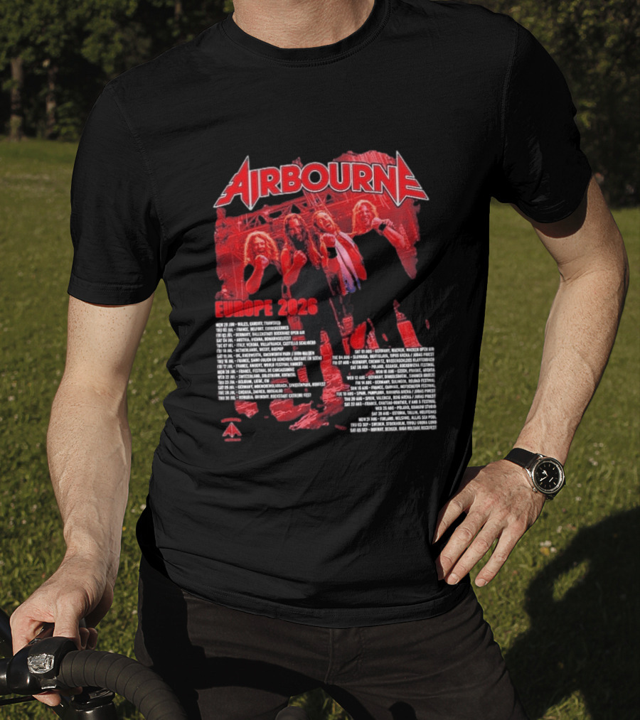Airbourne Get Gutsy Europe 2026 Tour Dates And Cities T-Shirt