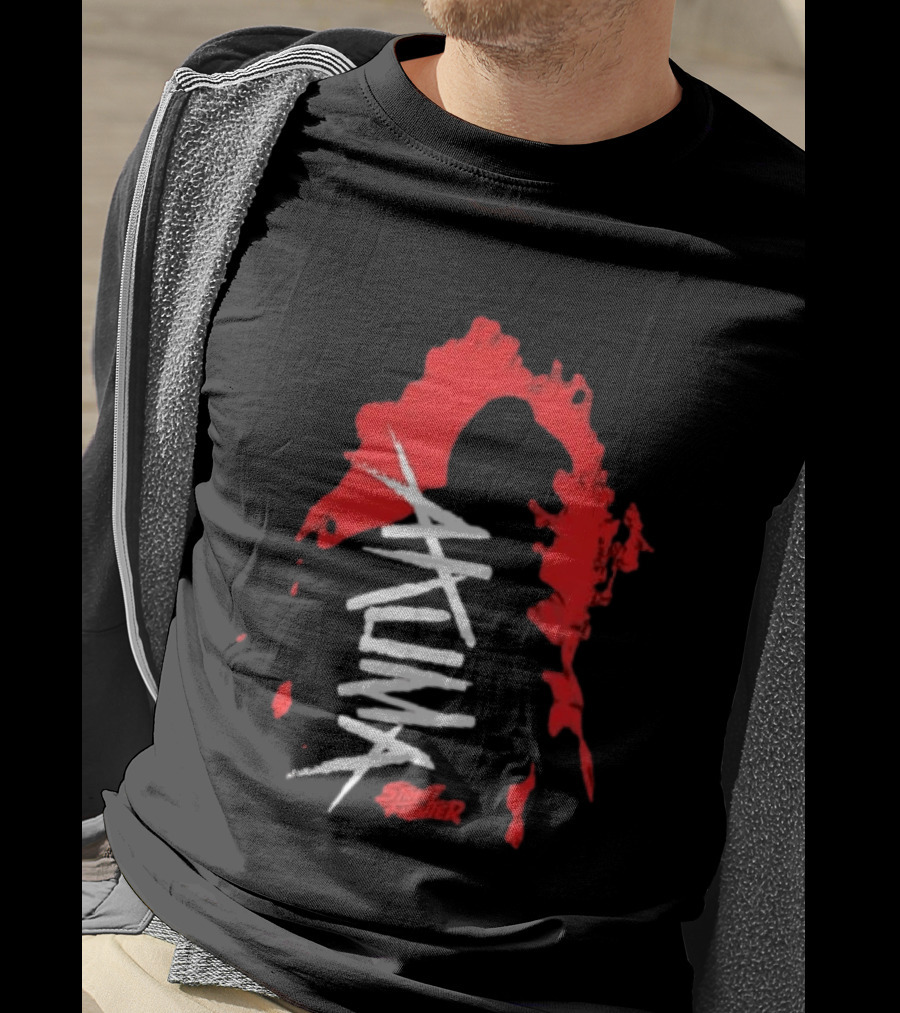 Akuma Street Fighter Red And White Brushstroke T-Shirt