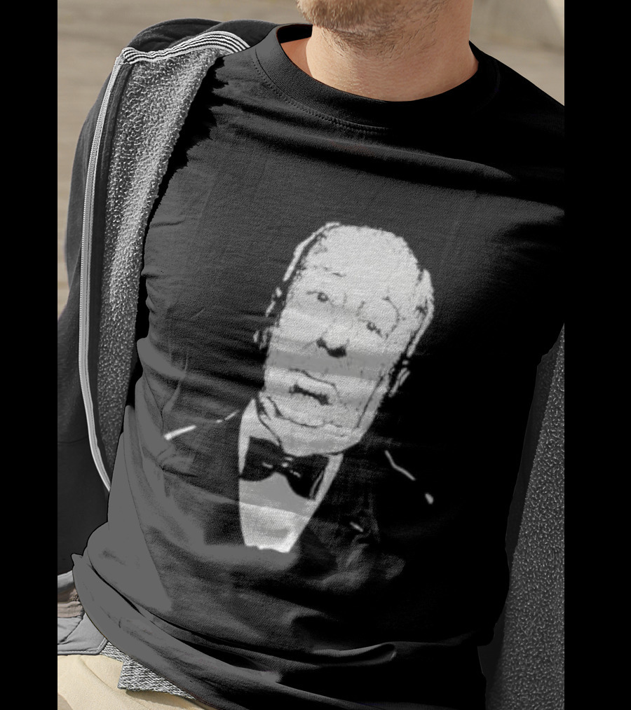 Alfred Hitchcock Staring Silhouette Iconic Filmmaker Style Bowtie T-Shirt