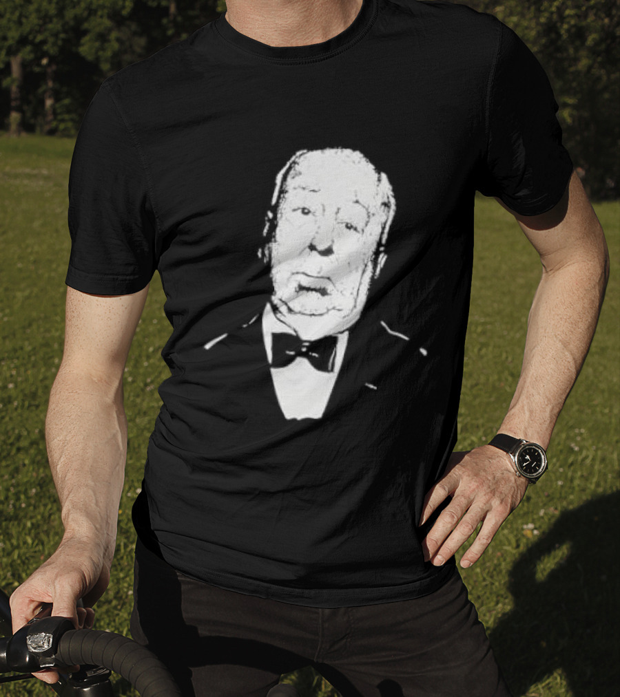 Alfred Hitchcock Staring Silhouette Iconic Filmmaker Style Bowtie T-Shirt
