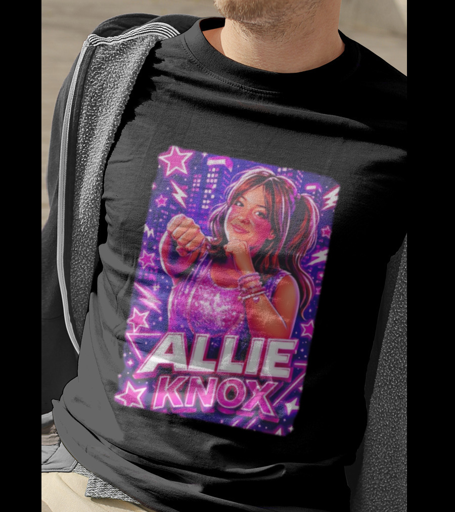 Allie Knox Retro Neon City Lights Style With Stars T-Shirt