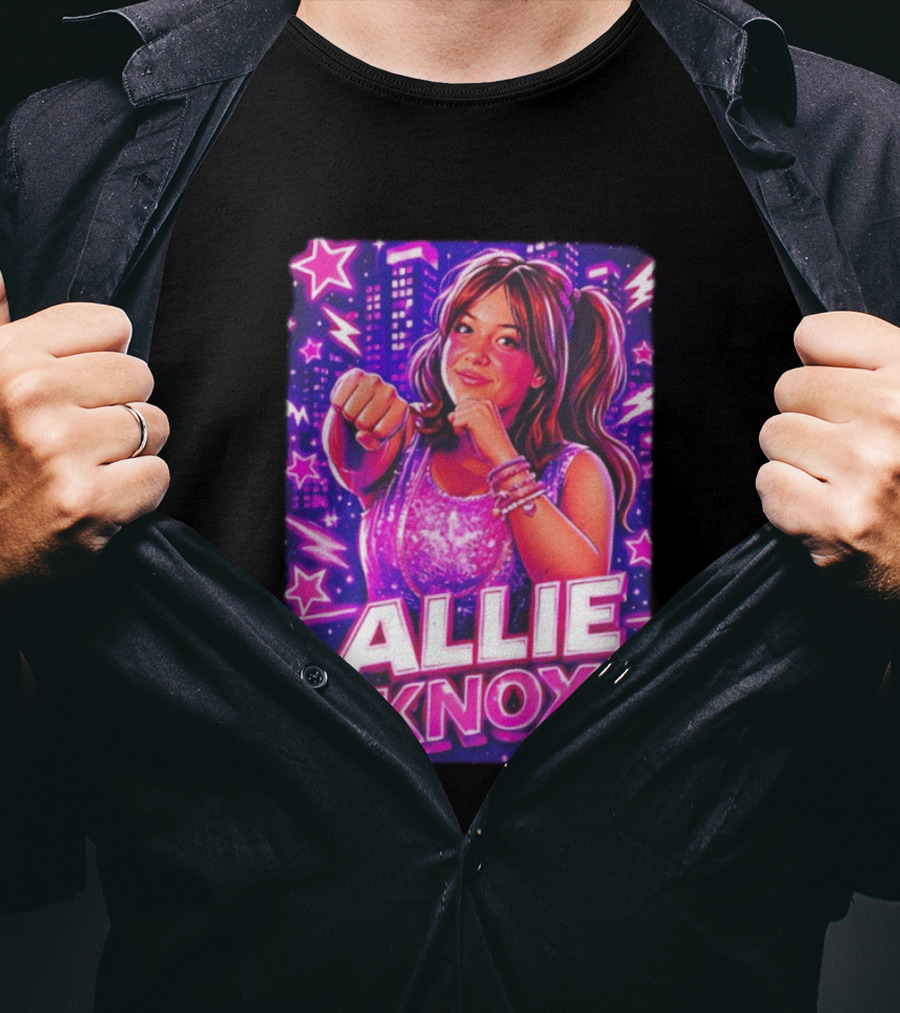Allie Knox Retro Neon City Lights Style With Stars T-Shirt