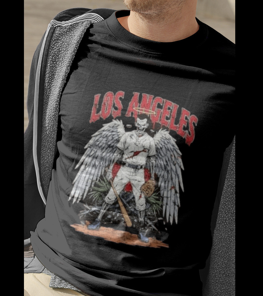LOS ANGELES Angelic Baseball Player With Wings And Halo T-Shirt