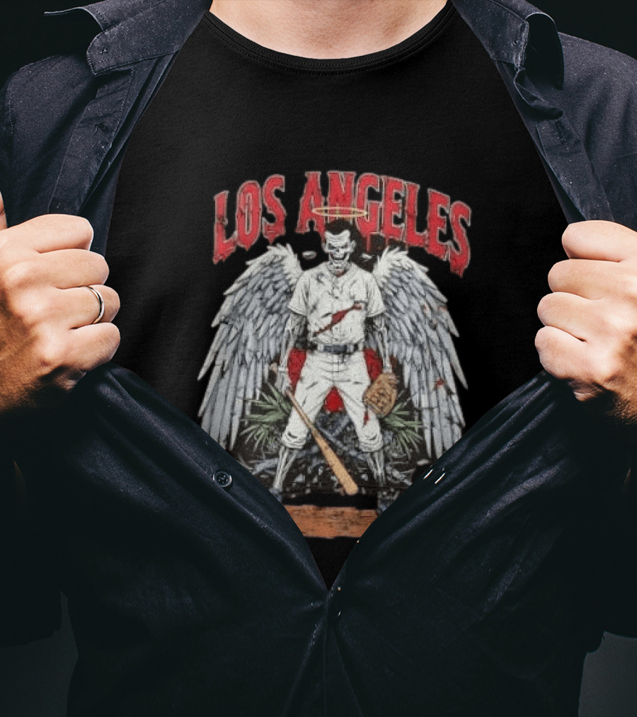 LOS ANGELES Angelic Baseball Player With Wings And Halo T-Shirt