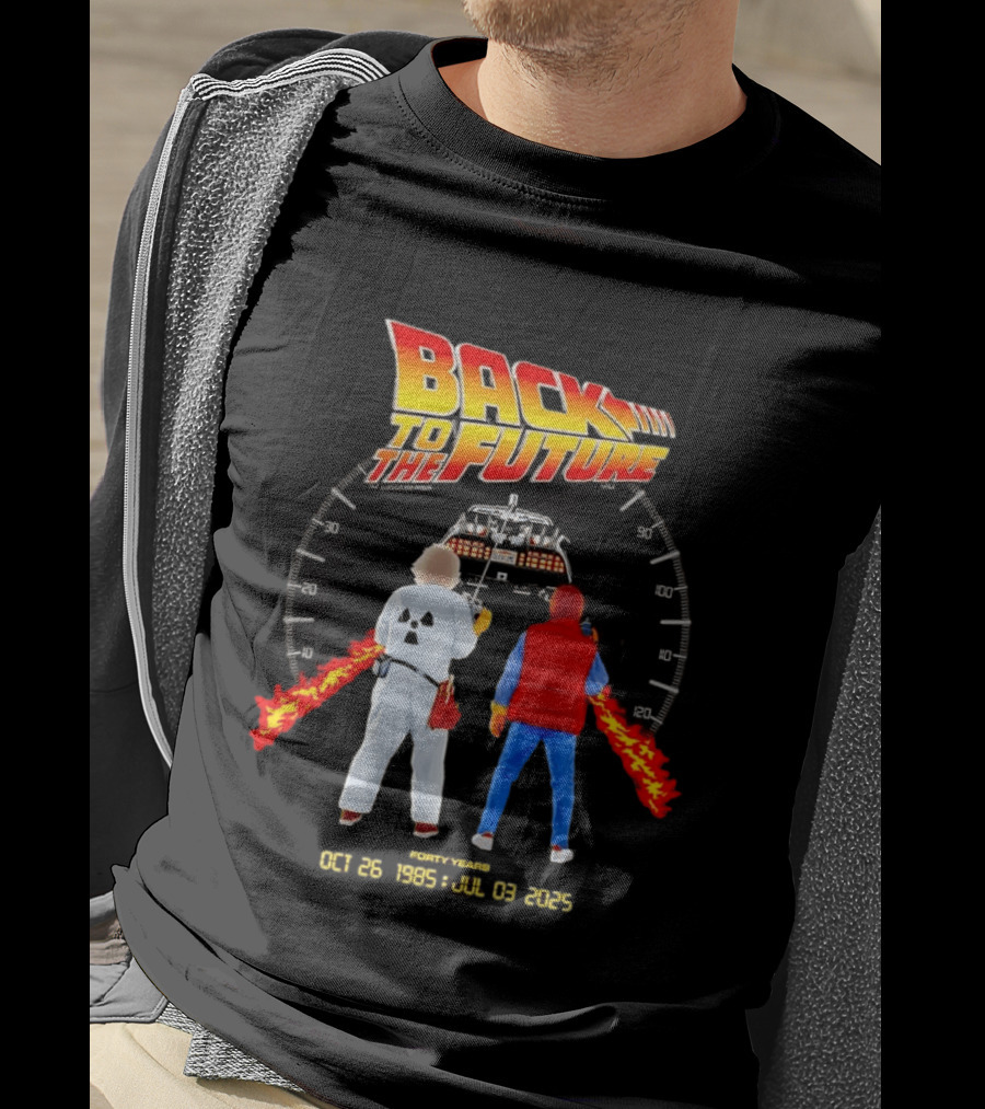Back To The Future Forty Years Oct 26 1985 Jul 03 2025 Movie Anniversary T-Shirt