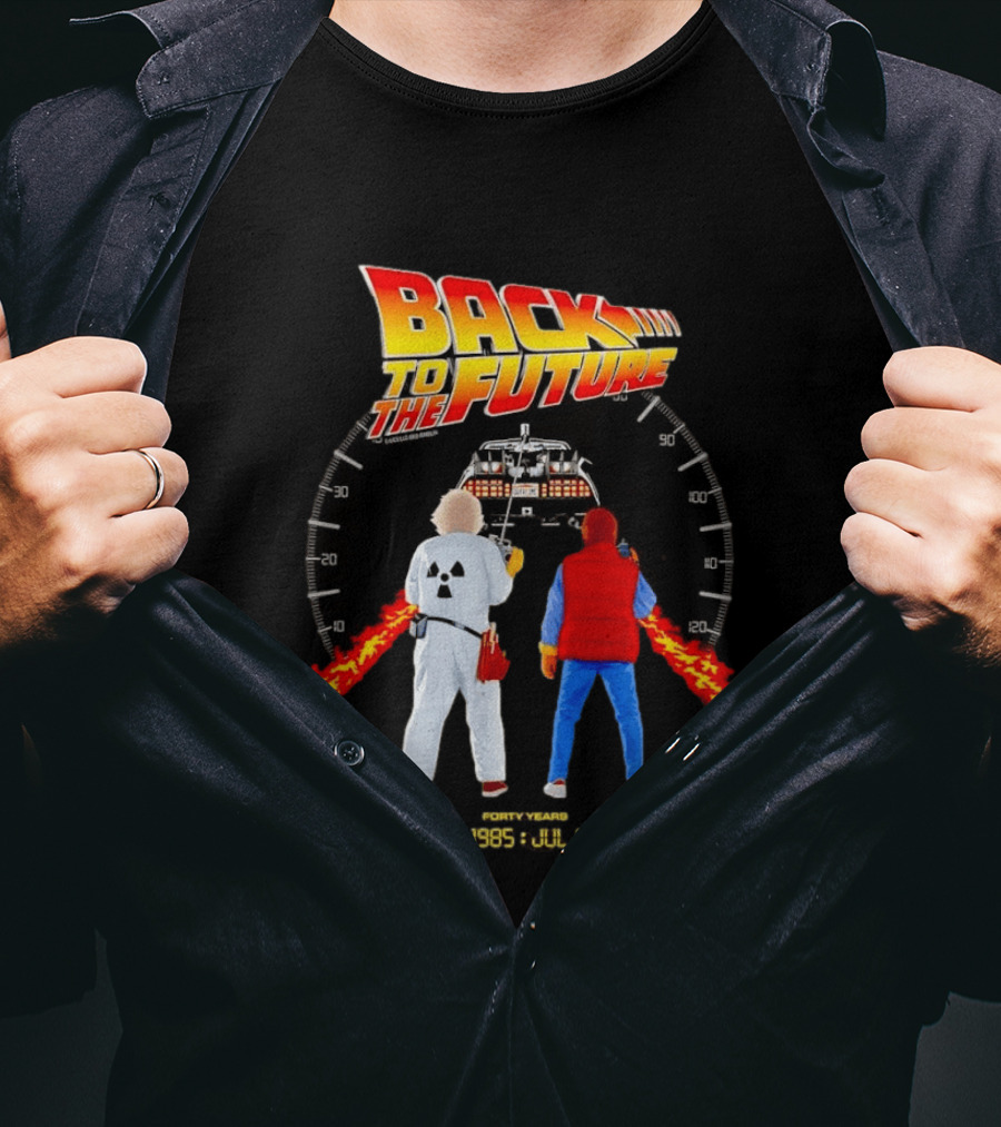 Back To The Future Forty Years Oct 26 1985 Jul 03 2025 Movie Anniversary T-Shirt