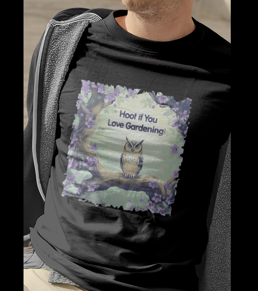 Hoot If You Love Gardening Owl In Blossom Tree T-Shirt