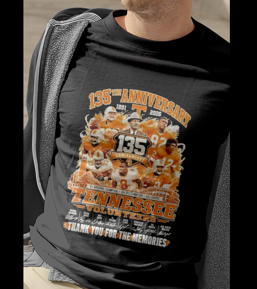 135th Anniversary Tennessee Volunteers Vol Legends Peyton Manning Reggie White National SEC Champions 1891 2026 Thank You For The Memories T-Shirt