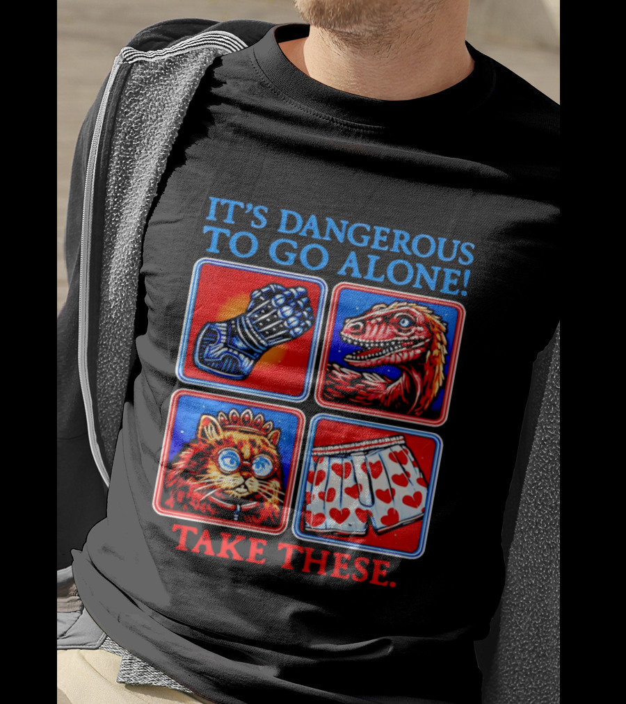 It's Dangerous To Go Alone Take These Gauntlet Raptor Cat Heart Boxers T-Shirt