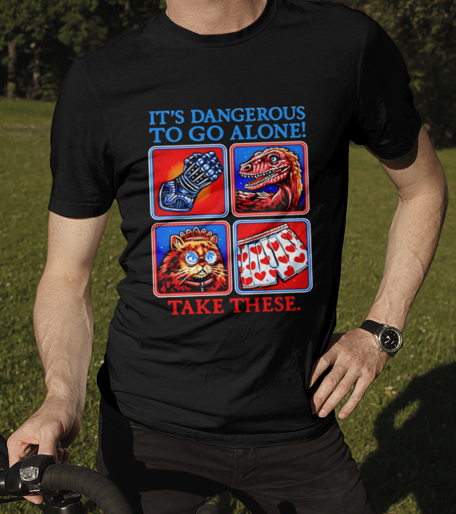 It's Dangerous To Go Alone Take These Gauntlet Raptor Cat Heart Boxers T-Shirt