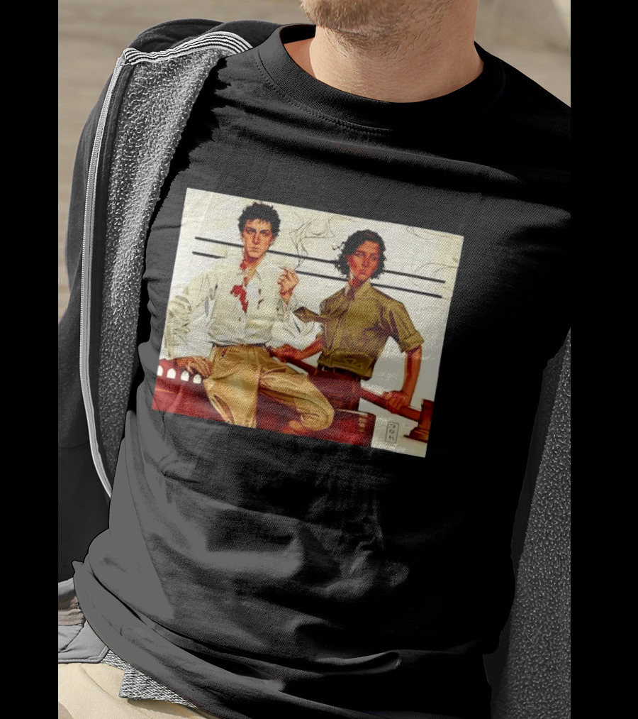JAPH Two Men Smoking With Bloodstain T-Shirt