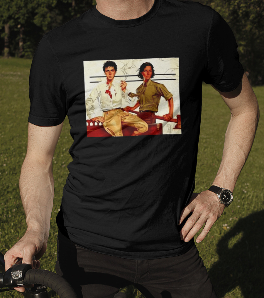 JAPH Two Men Smoking With Bloodstain T-Shirt
