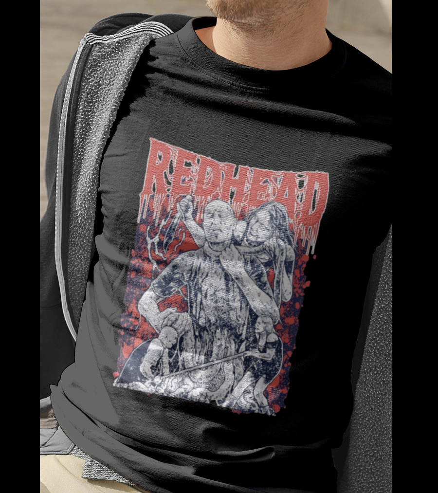 Red Head Horror Gruesome Comic Style Bloodied Figures T-Shirt