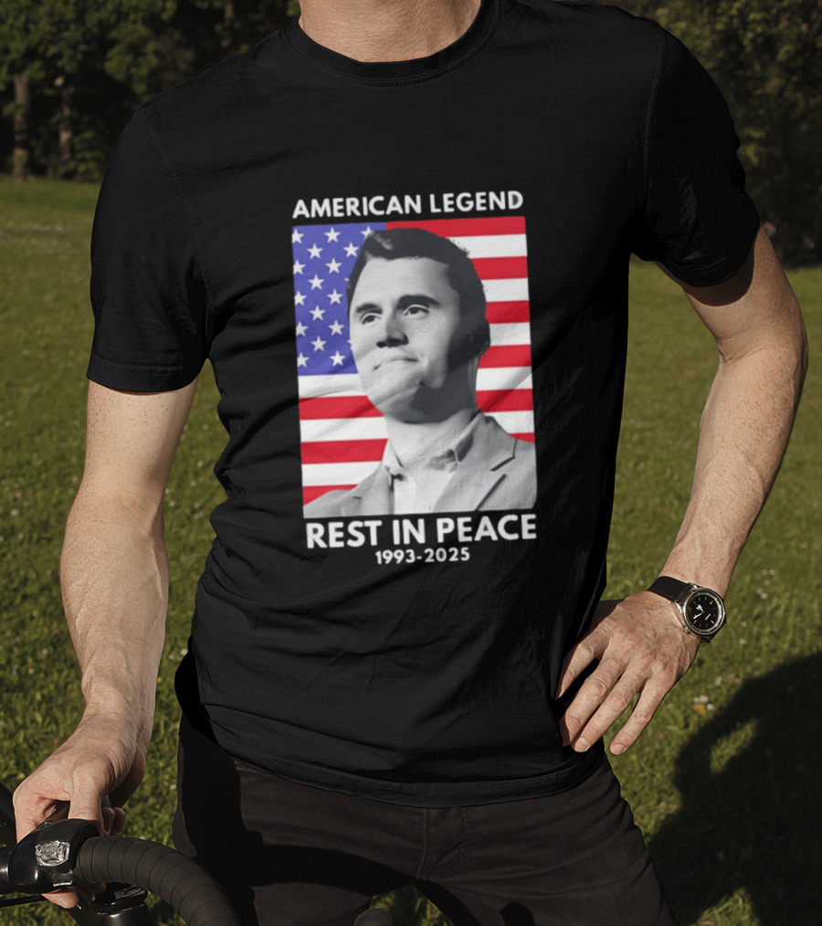 American Legend Rest In Peace Charlie Kirk 1993 2025 USA Flag T-Shirt