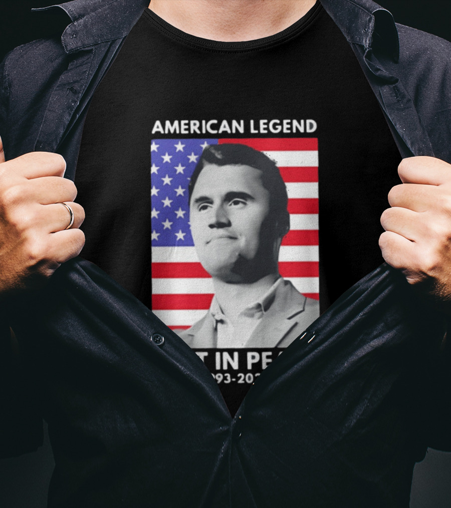 American Legend Rest In Peace Charlie Kirk 1993 2025 USA Flag T-Shirt