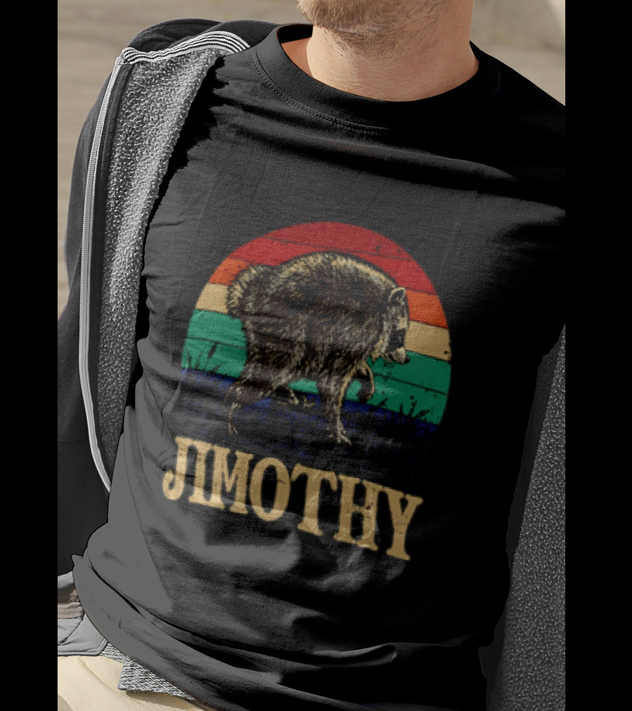 Jimothy Raccoon Retro Stripes Ballard Seattle T-Shirt