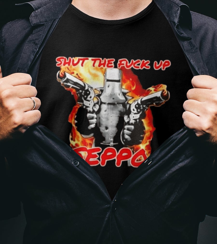 Shut The Fuck Up Seppo Dual Revolvers Fire Knight T-Shirt