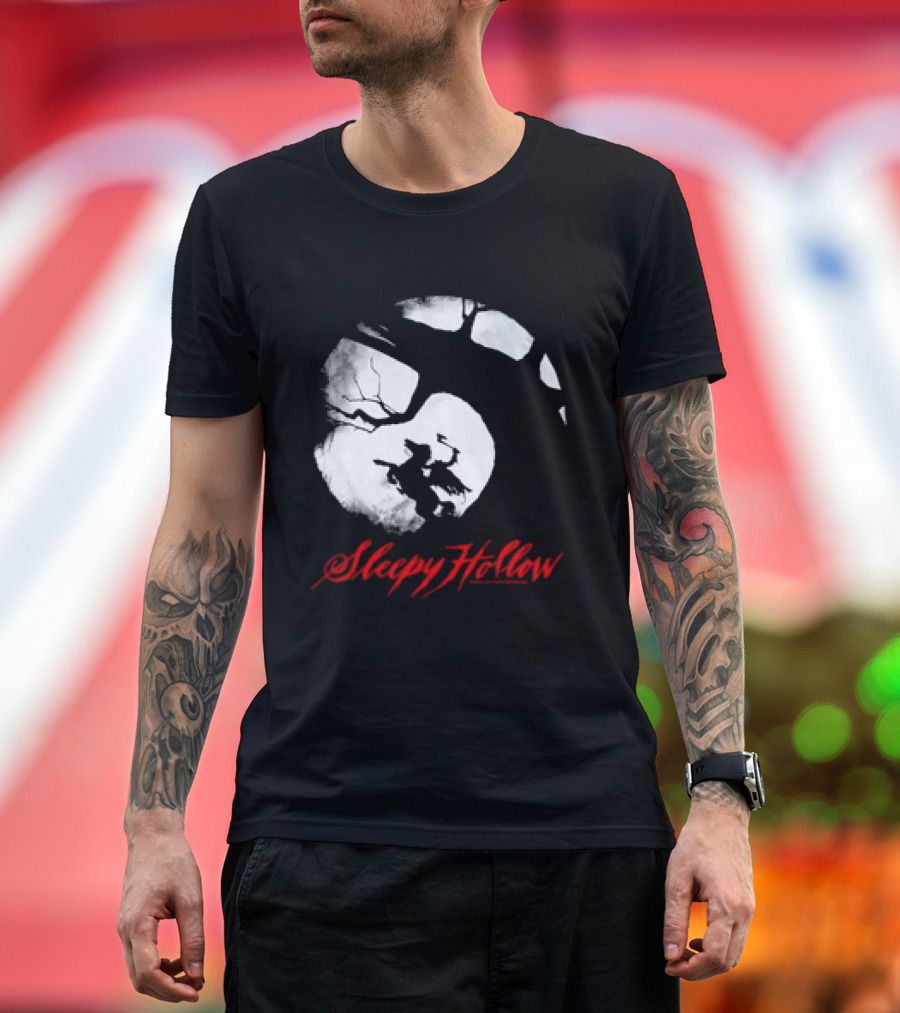 Sleepy Hollow Red Lettering Crescent Moon T-Shirt