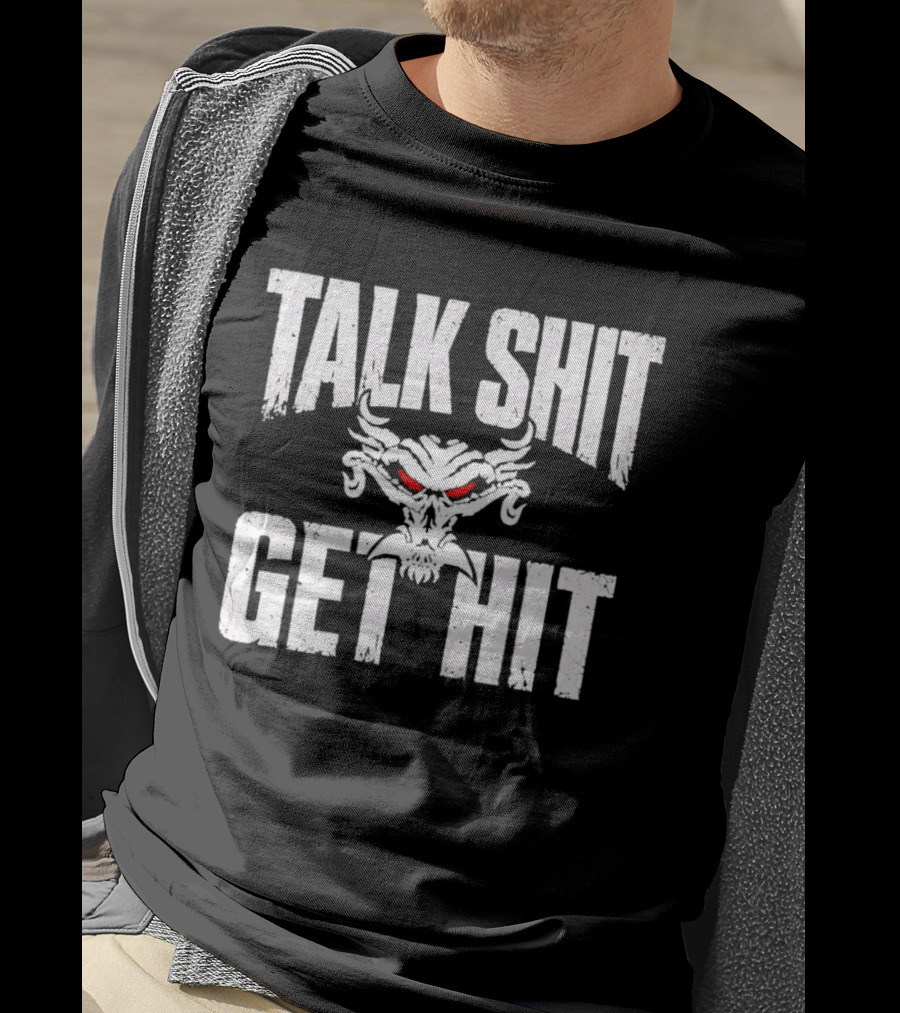 Talk Shit Get Hit Pro Wrestling Red Eyed Skull T-Shirt