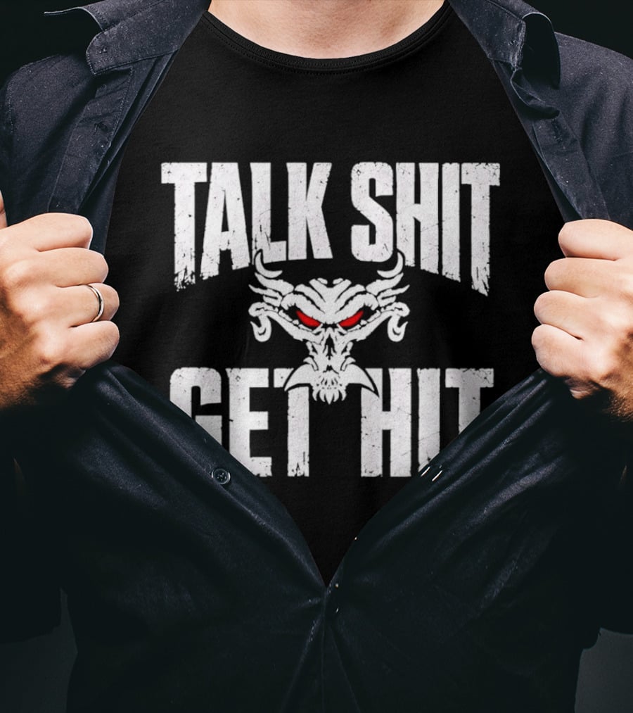 Talk Shit Get Hit Pro Wrestling Red Eyed Skull T-Shirt