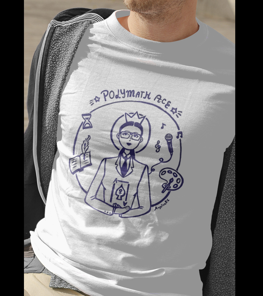 Polymath Ace Person With Hourglass Book Microphone Palette T-Shirt