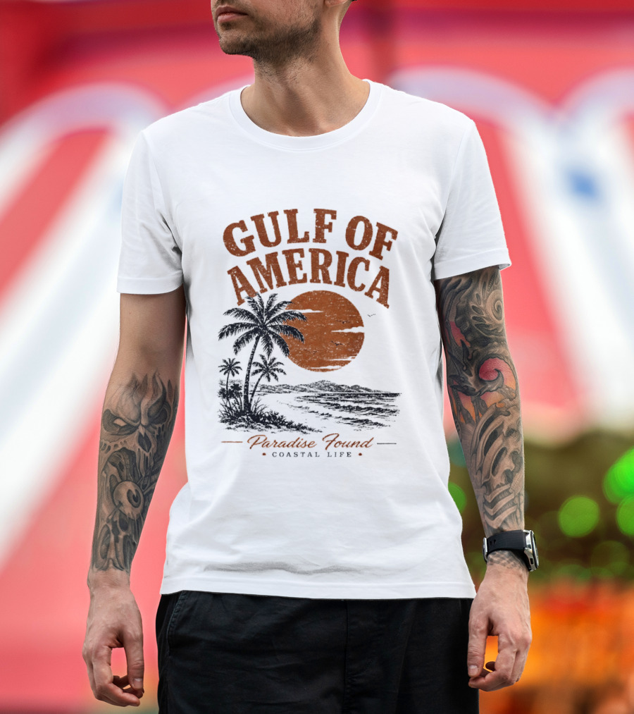 Gulf Of America Paradise Found Coastal Life Palm Sunset T-Shirt