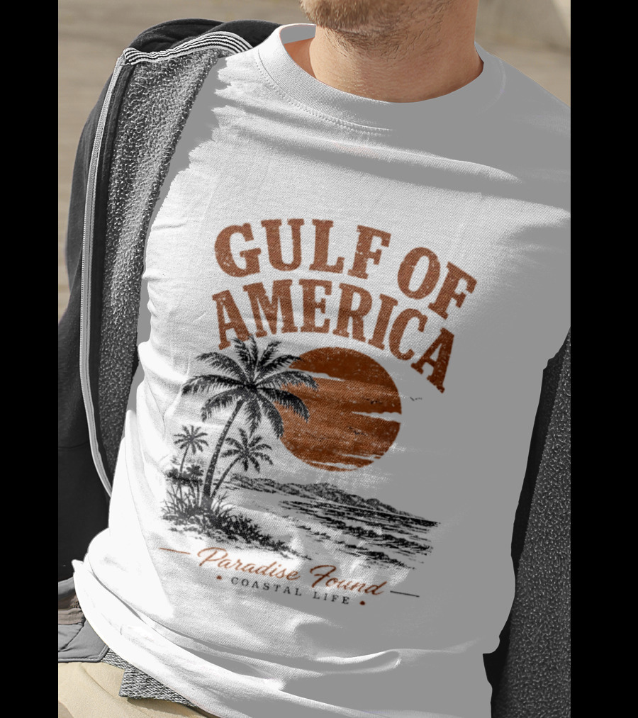 Gulf Of America Paradise Found Coastal Life Palm Sunset T-Shirt