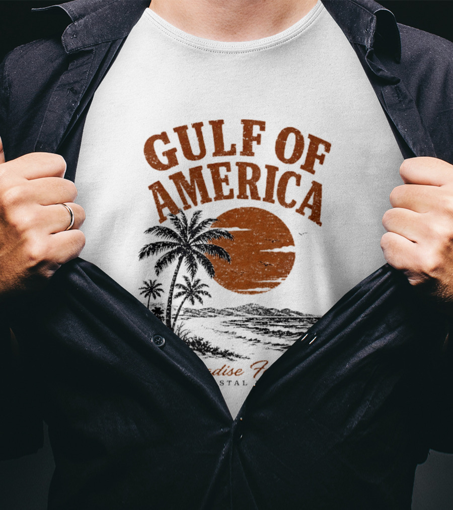 Gulf Of America Paradise Found Coastal Life Palm Sunset T-Shirt