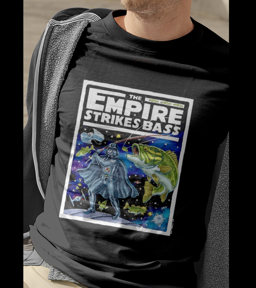The Empire Strikes Bass Darth Vader Fishing Space Adventure T-Shirt