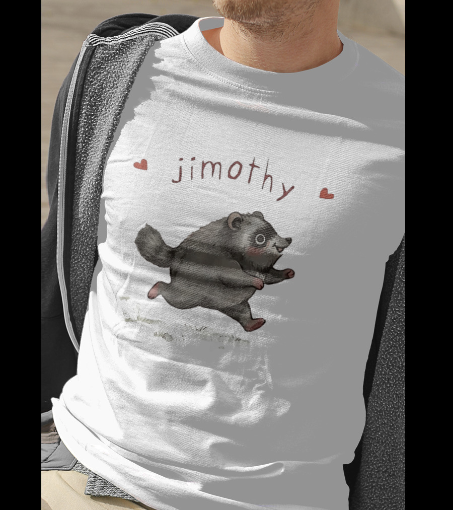 Jimothy Raccoon Cute Cartoon Character With Hearts T-Shirt