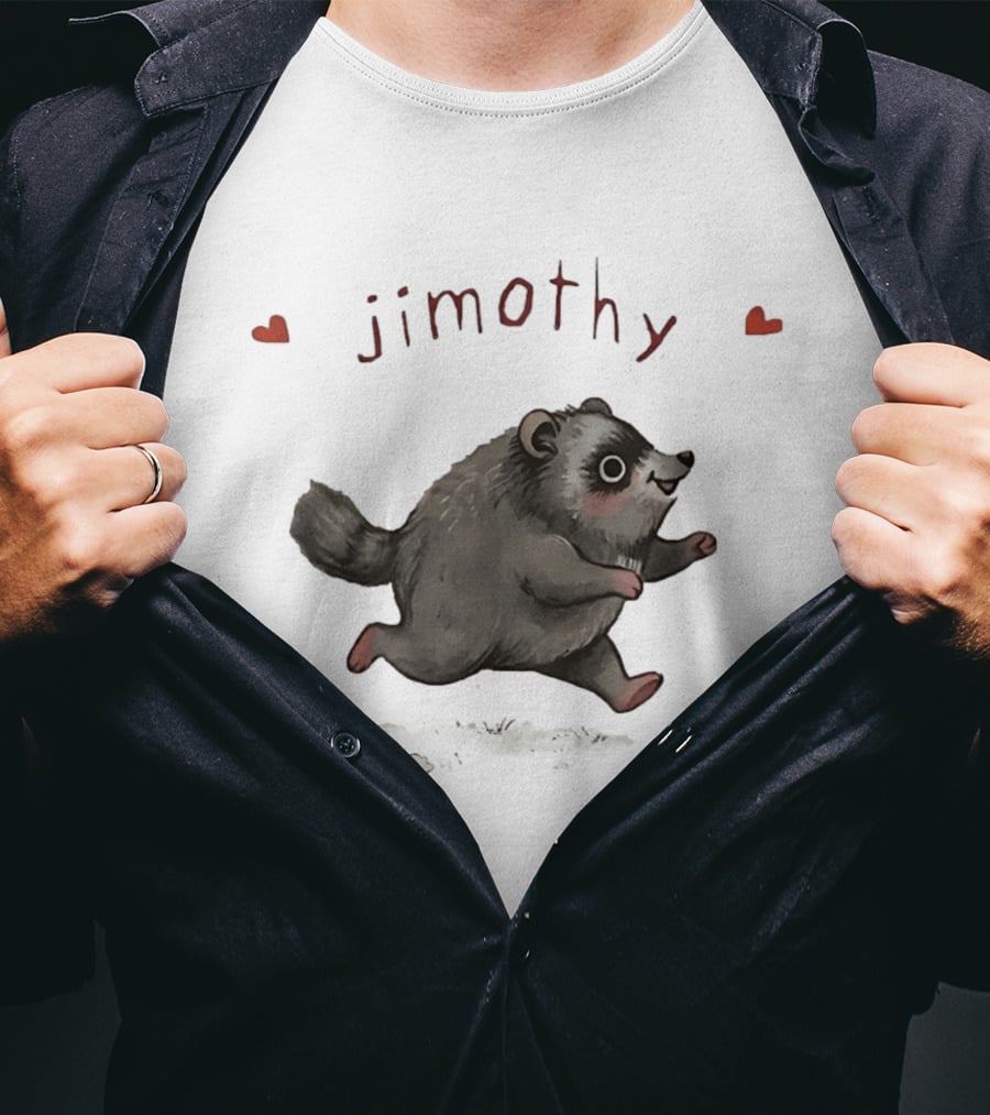 Jimothy Raccoon Cute Cartoon Character With Hearts T-Shirt