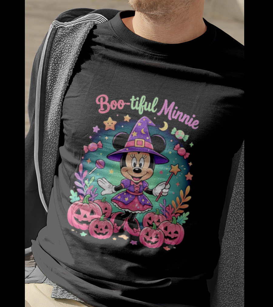 Boo Tiful Minnie Halloween Pumpkin Witch Disney Magic T-Shirt