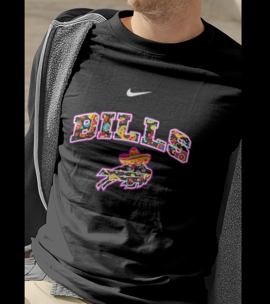 Buffalo Bills Fiesta Floral Pattern Nike Logo Hispanic Heritage Celebration T-Shirt