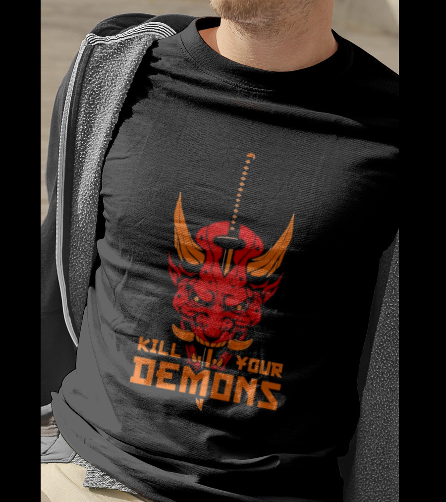 Kill Your Demons Oni Mask Samurai Sword T-Shirt