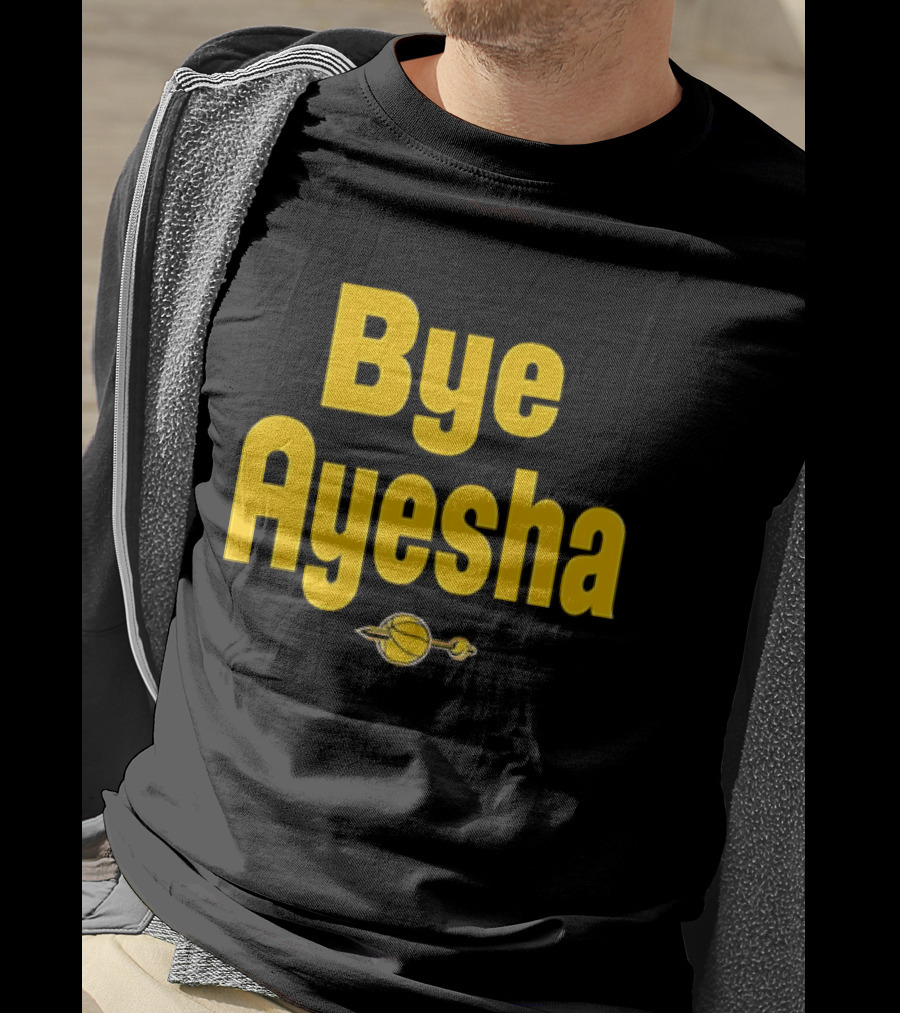 Bye Ayesha Basketball Team Yellow Text With Ball And Hoop T-Shirt