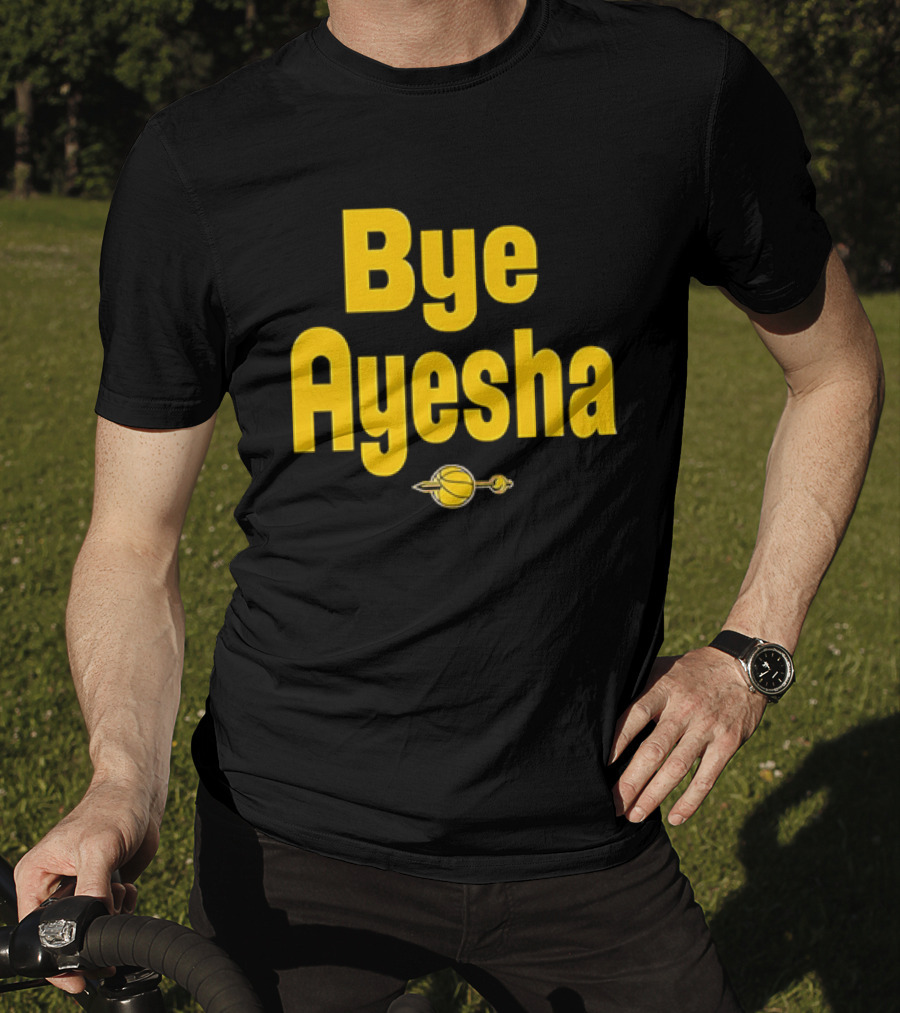 Bye Ayesha Basketball Team Yellow Text With Ball And Hoop T-Shirt