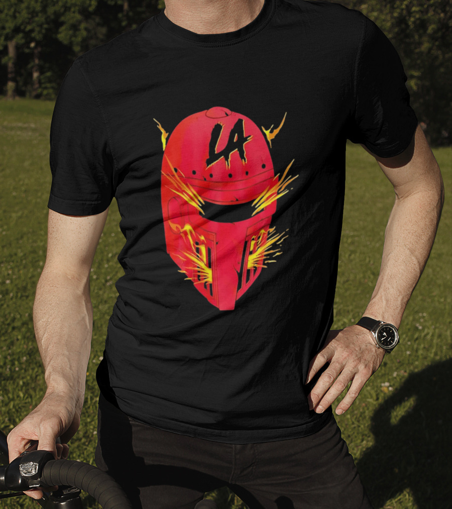 LA Flaming Knight Helmet Los Angeles Sports Blaze T-Shirt