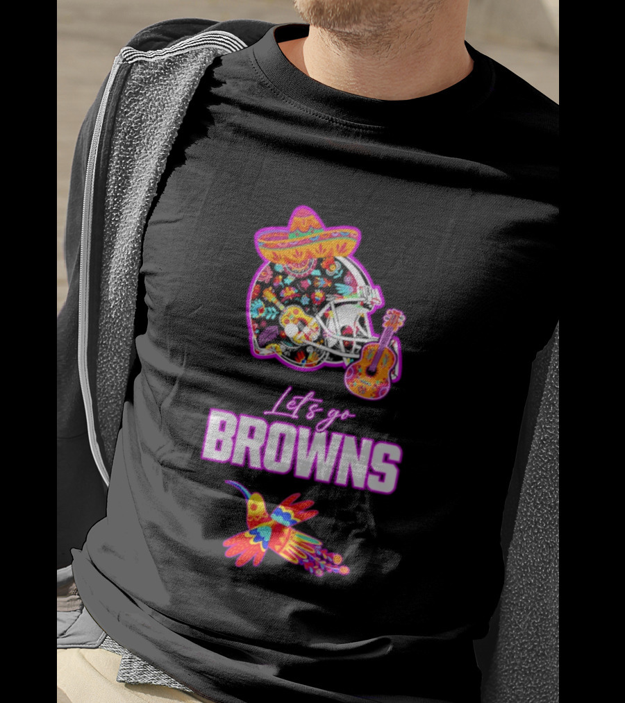 Let's Go Browns Fiesta Mexican Folk Art With Hummingbird And Sombrero T-Shirt