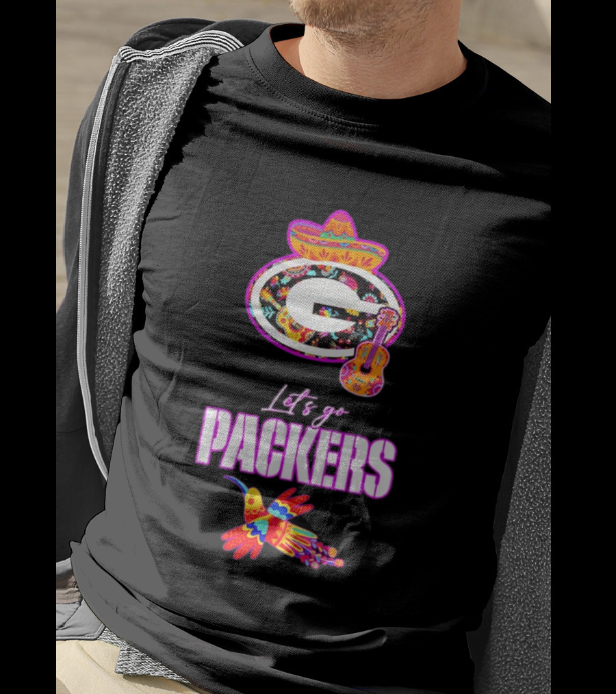 Let's Go Packers Mexican Folk Guitar And Sombrero Fiesta T-Shirt